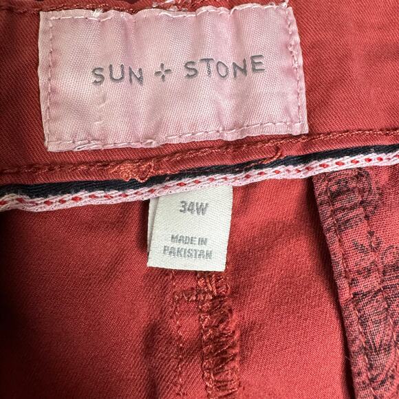 Sun + Stone Men's Dewy Slim-Straight Rust Chino Pants Size 34 x 30 - Picture 4 of 11